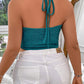Plus Size Best for Summer  Women's Sleeveless Cross Drawstring Short Vest, Backless, Spaghetti Straps, Halter Neckline