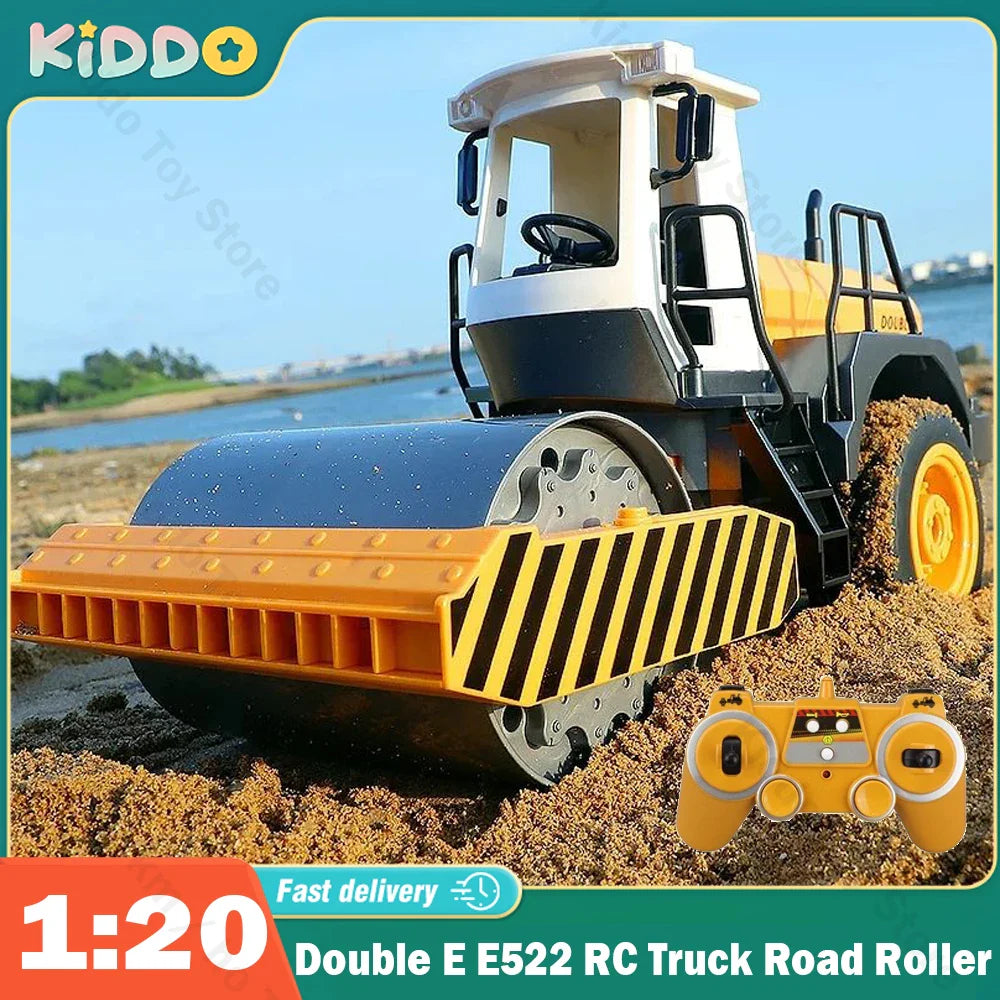Двоколісний RC вантажівка Double E E522 дорожній каток 2.4G з дистанційним керуванням, однодисковий вібраційний привід, інженерна електронна модель вантажівки, іграшки для хлопчиків