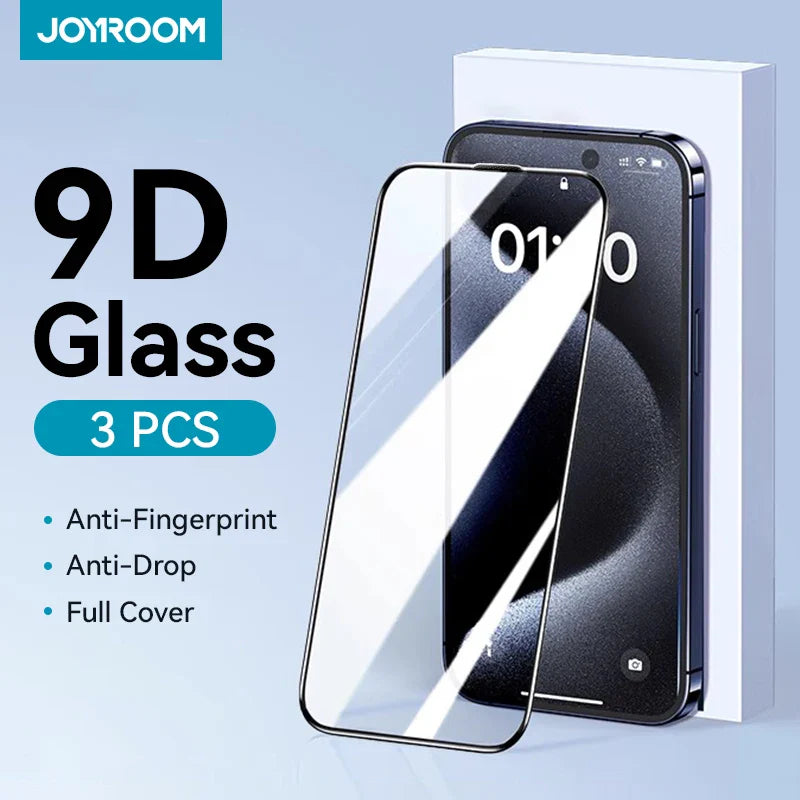 Joyroom 1/2/3 шт. HD скляний захисний екран для iPhone 16 15 14 13 12 11 Pro Max Повноекранний загартований скляний захист для iPhone