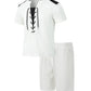2025 summer men's new leisure fashion city wear rope round neck T trend Waffle short-sleeved shorts two-piece suit