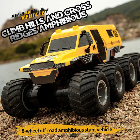 ﻿ JJRC Q137 8x8 2.4G радіокерована машина 8WD позашляховик-амфібія для трюків 8-колісний швидкісний гоночний вантажівка водонепроникний повзучий іграшковий автомобіль