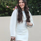 TRAFZA Autumn New Fashion Women Dresses Solid Long Lantern Sleeves Zipper Female Chic Holiday Style Loose Mini Dress Mujer