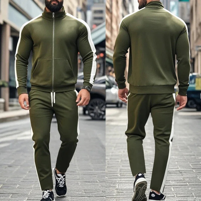Casual Tracksuits Mens Autumn Fashion Side Striped Jackets And Pants Two Piece Sets For Men Sports Fitness Sweatsuits Streetwear