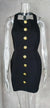 Halter Backless Mini Dress Women Summer New Fashion Elegant Sleeveless Gold Button Solid Color Dresses Lady Chic Party Vestidos