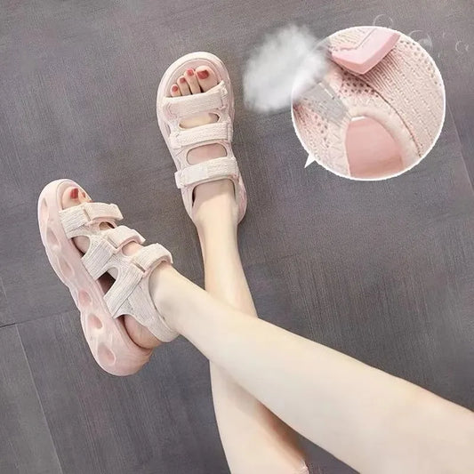 Girls Beach Shoes Hook&loop Non-slip Kids Sandals Soft Sole Open Toes 2025 Summer Girls Princess Shoes Breathable Korean Style