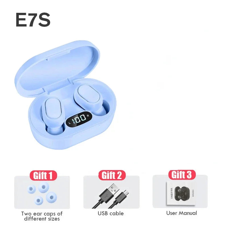Нові бездротові навушники E7S TWS 5.2 з LED-дисплеєм, HiFi Bluetooth, водонепроникні спортивні бездротові навушники з мікрофоном, вкладиші для Xiaomi
