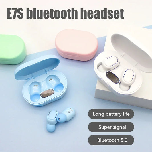 Нові бездротові навушники E7S TWS 5.2 з LED-дисплеєм, HiFi Bluetooth, водонепроникні спортивні бездротові навушники з мікрофоном, вкладиші для Xiaomi