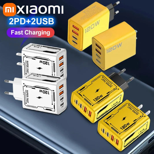 Xiaomi 120W 4-портовий ультра швидкий зарядний пристрій Type-C GaN USB-C QC 3.0 Super Charge Mech-Wind адаптер для iPhone Samsung