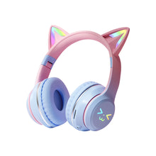 Градієнтні бездротові навушники RGB милі котячі вуха Bluetooth навушники з мікрофоном стерео музичні ігрові навушники для дівчаток і дітей подарунки