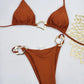 New Sexy Bikini Solid Color Lace-up Split Two-piece Swimsuit for Women