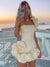 Laxsesu Elegant White Mini Dresses 3D Flower Luxury One Shoulder Sleeveless Pleated Cocktail Party Evening Bodycon Dress Female