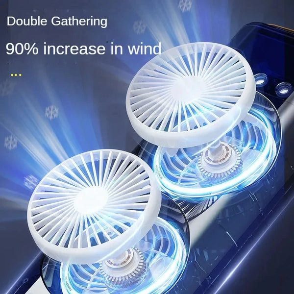 New Spray Air Conditioning Fan Dual Head Refrigeration Fan Household Portable Cooling Fandesktop Mini Electric Fan With Light
