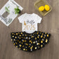 Hello 2025 Print  2 Piece Baby Girls Bodysuit Dress Set New Year Girl Short Sleeve Romper + Tutu Skirt Infant Dresses Set Outfit