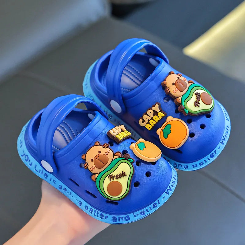 Children's Sandals DIY Female Cartoon Cute Dinosaur Home Soft Sole Indoor Small Children Toddler Baotou Baby Slippers Man