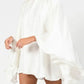 Modigirl Women's White Turtleneck Long Ruffled Sleeves Backless Dress 2025 Summer Spring New Elegant Party Mini Dress Woman