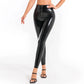 Women Sexy Zip High Waist Leather Leggings Patchwork PU Faux Leather Bodycon Pants Nightclub Slim Skinny Wetlook Trousers Custom