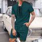 2025 summer men's new leisure fashion city wear rope round neck T trend Waffle short-sleeved shorts two-piece suit