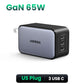 UGREEN 65W GaN зарядний пристрій 4 порти USB C швидка зарядка Quick Charge 3.0 PD 3.0 для Macbook Air, ноутбуків, планшетів, iPhone 16 15 14 Pro Max